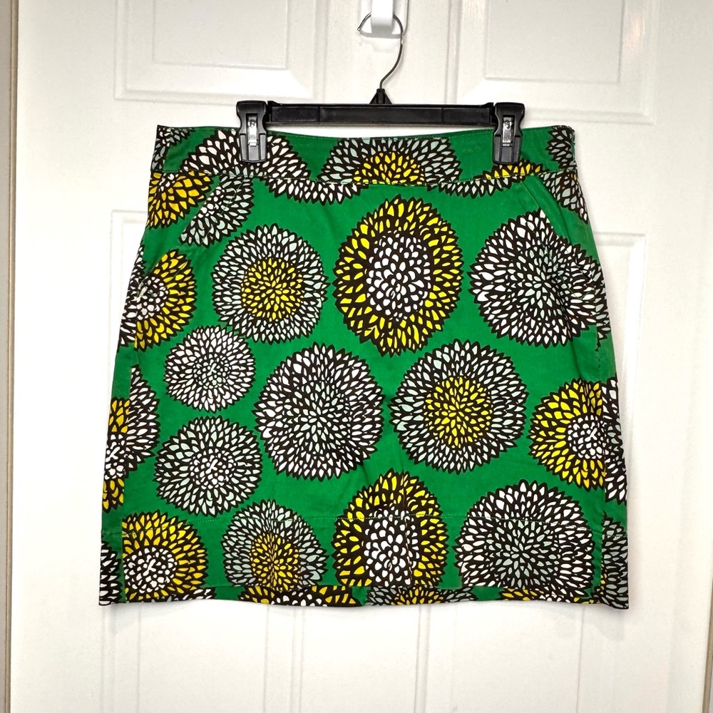 Boden Green and Yellow Floral Pencil Skirt